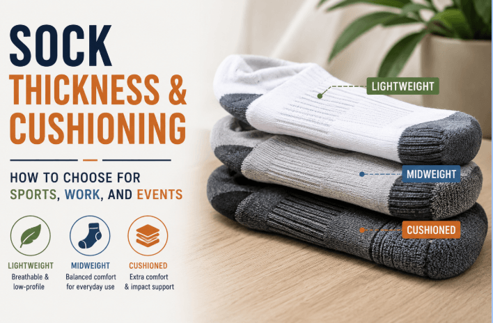 Sock Thickness and Cushioning: How to Choose for Sports, Work, and Events